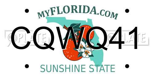 CQWQ41 Florida License Plate