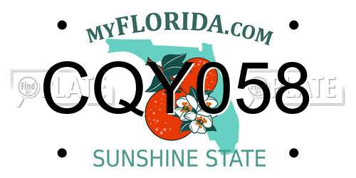 CQY058 Florida License Plate
