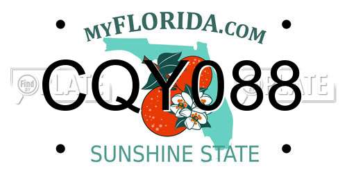 CQY088 Florida License Plate
