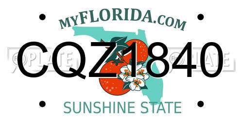 CQZ1840 Florida License Plate