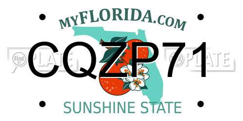 CQZP71 Florida License Plate