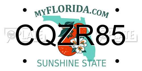 CQZR85 Florida License Plate