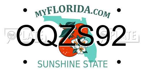 CQZS92 Florida License Plate