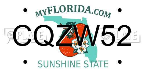 CQZW52 Florida License Plate