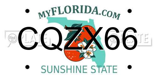 CQZX66 Florida License Plate