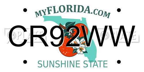 CR92WW Florida License Plate