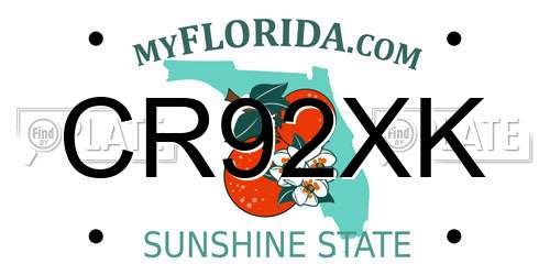 CR92XK Florida License Plate