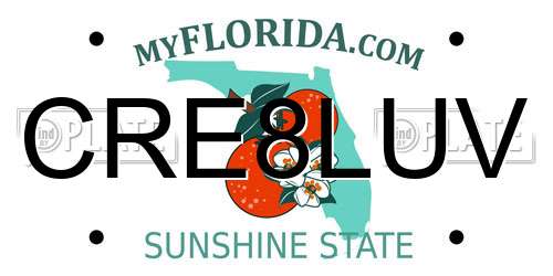 CRE8LUV Florida License Plate