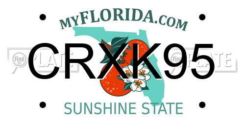 CRXK95 Florida License Plate