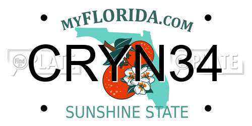 CRYN34 Florida License Plate