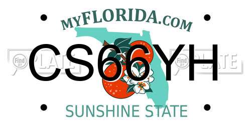 CS66YH Florida License Plate
