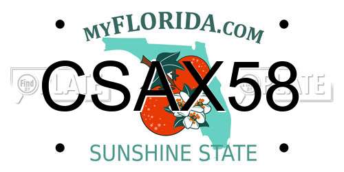 CSAX58 Florida License Plate