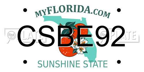 CSBE92 Florida License Plate