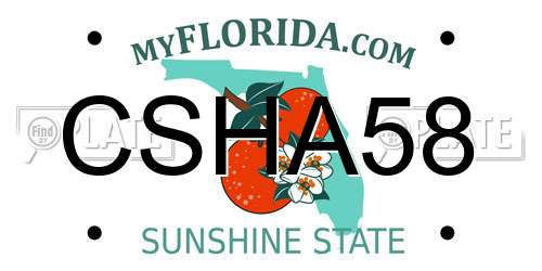 CSHA58 Florida License Plate