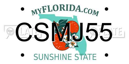 CSMJ55 Florida License Plate