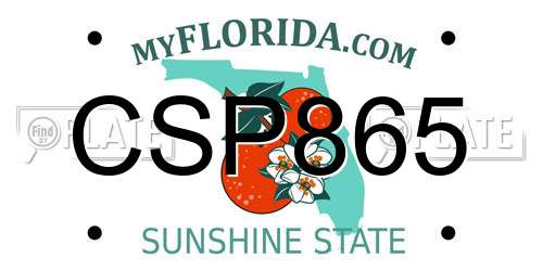 CSP865 Florida License Plate