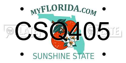 CSQ405 Florida License Plate