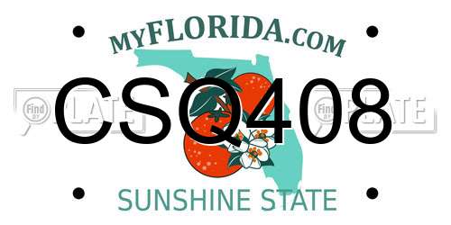 CSQ408 Florida License Plate