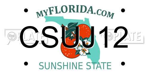 CSUJ12 Florida License Plate