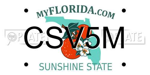 CSV5M Florida License Plate