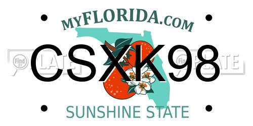 CSXK98 Florida License Plate