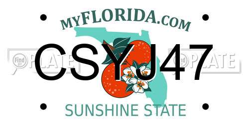 CSYJ47 Florida License Plate