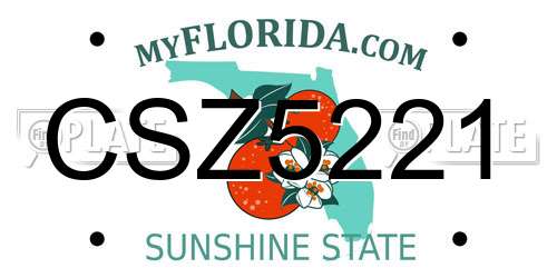 CSZ5221 Florida License Plate