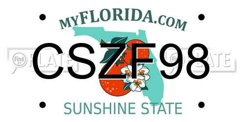CSZF98 Florida License Plate