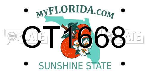 CT1668 Florida License Plate