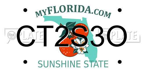 CT2S3O Florida License Plate