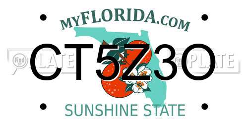 CT5Z3O Florida License Plate