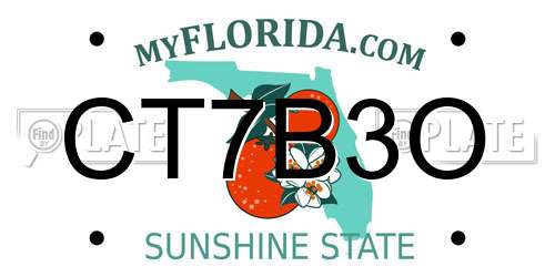 CT7B3O Florida License Plate