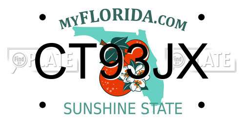 CT93JX Florida License Plate