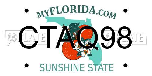 CTAQ98 Florida License Plate
