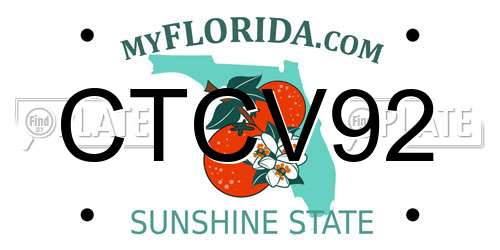 CTCV92 Florida License Plate
