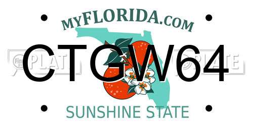 CTGW64 Florida License Plate