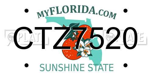 CTZ7520 Florida License Plate