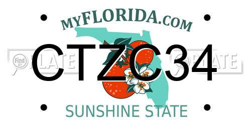 CTZC34 Florida License Plate