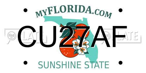 CU27AF Florida License Plate