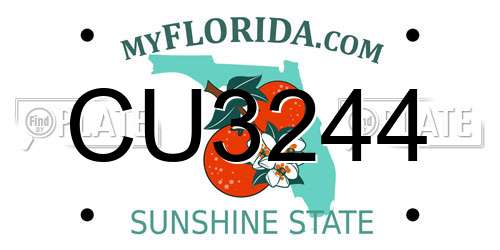 CU3244 Florida License Plate