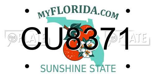 CU8371 Florida License Plate