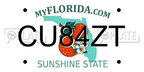 CU84ZT Florida License Plate