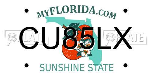 CU85LX Florida License Plate