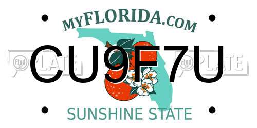 CU9F7U Florida License Plate