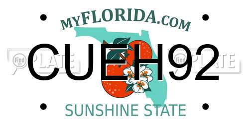 CUEH92 Florida License Plate