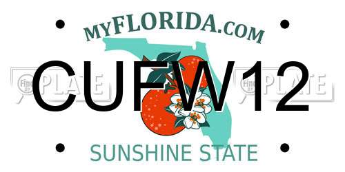 CUFW12 Florida License Plate