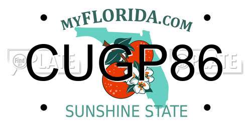 CUGP86 Florida License Plate