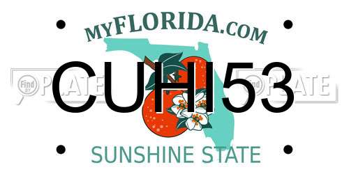 CUHI53 Florida License Plate
