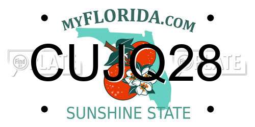 CUJQ28 Florida License Plate