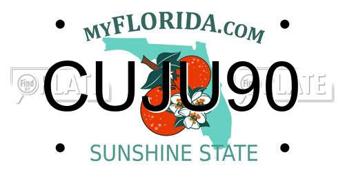 CUJU90 Florida License Plate